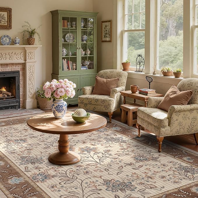 GarveeHome 8x10 Brown Washable Area Rug Living Room Bedroom Non Slip | - Image 3