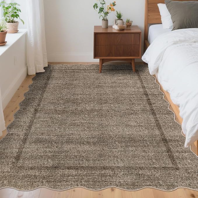 GarveeHome Scalloped Washable Area Rug 4x6 Small Entryway Rug Non Slip | Modern - Image 3