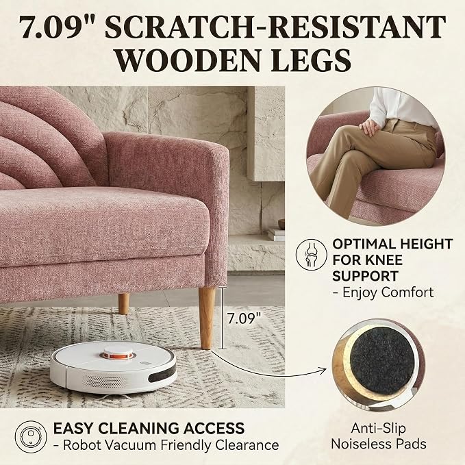 49" Small Loveseat Sofa for Small Spaces, Mid Century Modern Sofa, Linen - Image 7