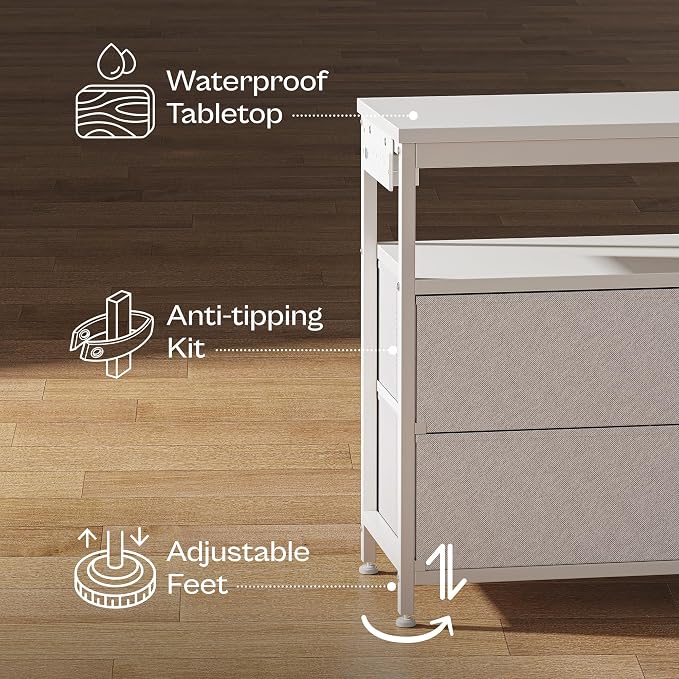 Huuger LED TV Stand for Bedroom, 55 Inch Fabric Dresser - Image 8