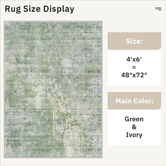 Soalmost Abstract 4x6 Area Rug Washable Rugs - Image 5