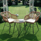 3 Piece Outdoor Wicker Furniture Bistro Set, Rattan Chairs Conversation Sets - Image 8
