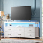 Huuger LED TV Stand for Bedroom, 55 Inch Fabric Dresser by Huuger