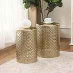 Homebeez Modern Nesting Tables Set of 2, Round Metal End Table, Accent Side by Homebeez