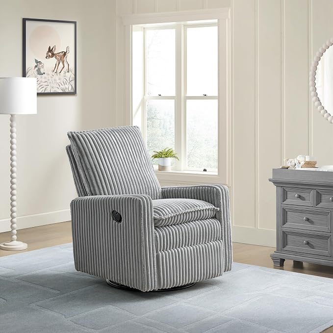 Oxford Baby Uptown Upholstered Glider Recliner Rocking Chair 360° Swivel - Image 2