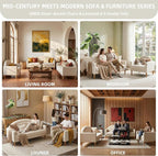 49" Small Loveseat Sofa for Small Spaces, Mid Century Modern Sofa, Linen - Image 6