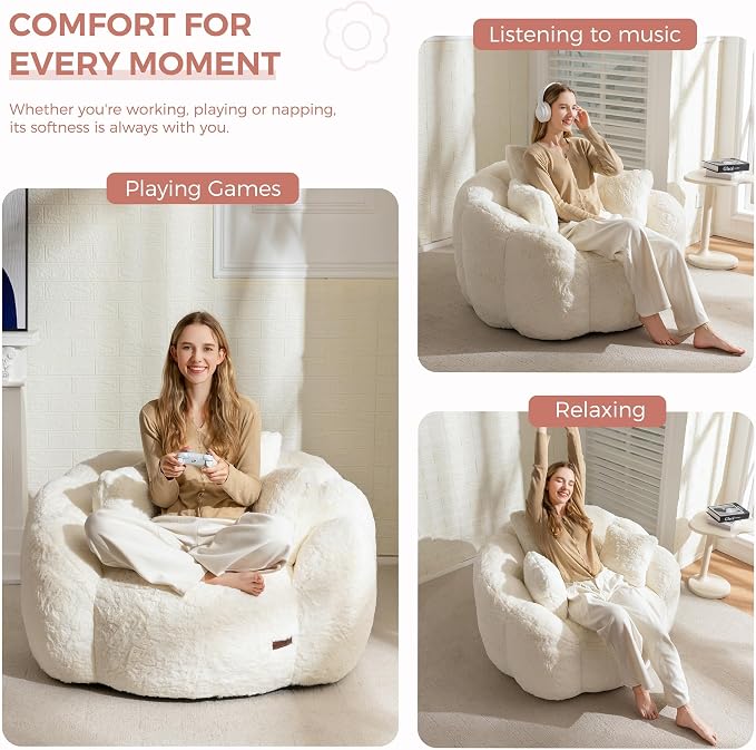 MAXYOYO Bean Bag Chair, Floral Shaped Bean Bag Sofa - Image 4