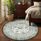 GarveeHome Provence Fog Gray Botanical Grove 5ft Round Rug, Small Circle - Image 2