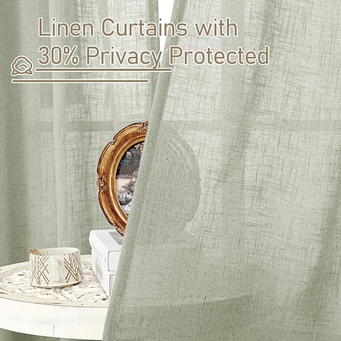 95 Inches Long Sheer Linen Curtains - Image 6