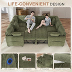 Hanherry Sectional Sofa with Pull Out Couch Bed, Corduroy Sleeper Sofa with 2 - Image 4