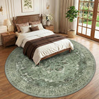 RELEANY Washable Area Rug, Round 10ft, Water Repellent, Pet Friendly, Vintage - Image 2
