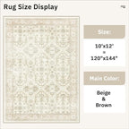 Soalmost 10x12 Area Rugs for Living Room Washable Rug Non-Slip Beige/Brown | - Image 5
