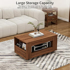 39" Wood Coffee Table for Living Room, Sides Storage - Image 3