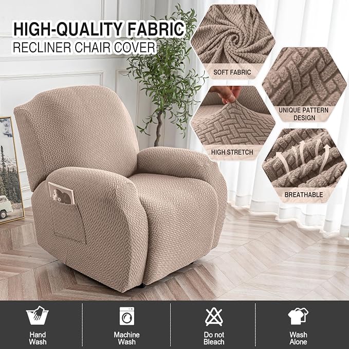 Genina Recliner Chair Covers, Stretch Reclining Chair Cover, Recliner Sofa - Image 2