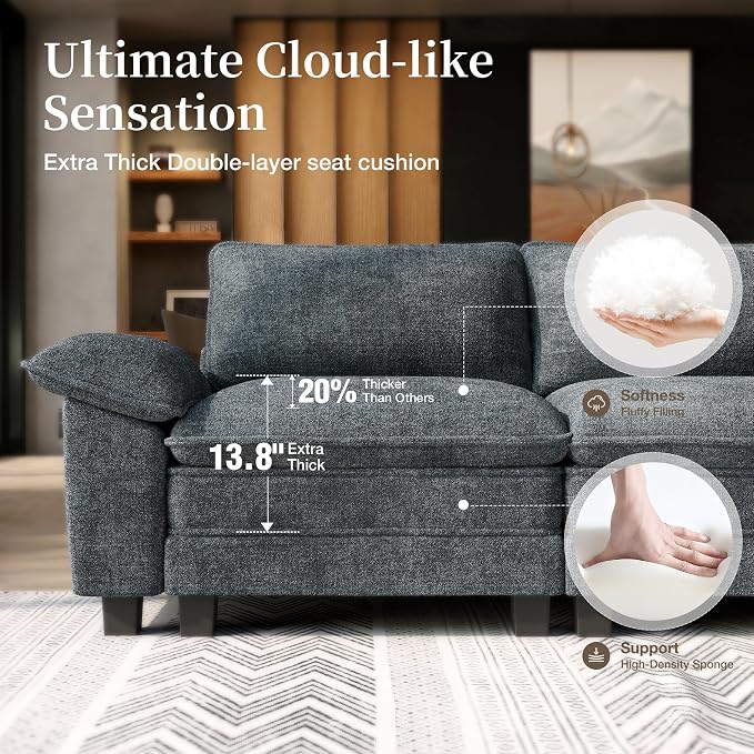 SUNSHINE VALLEY Sofa and Loveseat Set, Oversized Chenille Modular Love seat and - Image 3