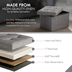 Ornavo Home Small Storage Ottoman, Foldable Collapsible Rectangle Linen Ottoman - Image 4