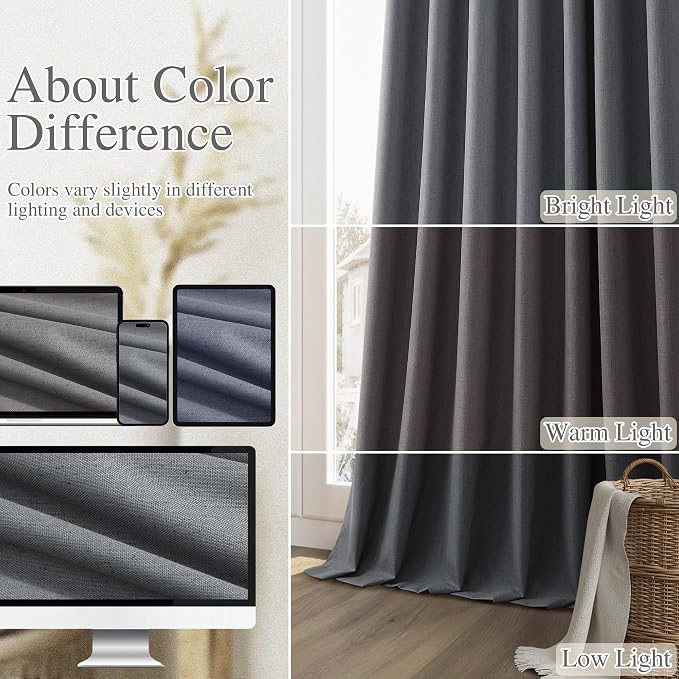 100% Blackout Curtains 102 Inch Length 2 Panels Set - Image 7