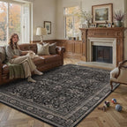 Schweek 6x9 Area Rug Washable Neutral Dark Rug Non Slip - Image 3