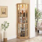 Corner Curio Cabinet, 150lbs Heavy Duty Glass Display Cabinet by Trunback