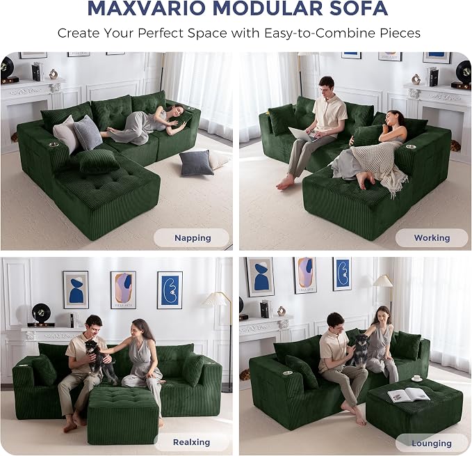 MAXYOYO Modular Sectional Sofa Couch, L Shaped Modern Cloud Couch - Image 3
