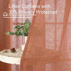 Terracotta Linen Sheer Curtains 80 Inch Length - Image 6