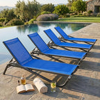 Patio Chaise Lounge Chairs Set of 4, All-Weather Aluminum Pool Loungers by PatioKingdom