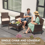 Devoko 4 Pieces Outdoor Patio Furniture Set, PE Rattan Wicker Chairs Balcony - Image 5