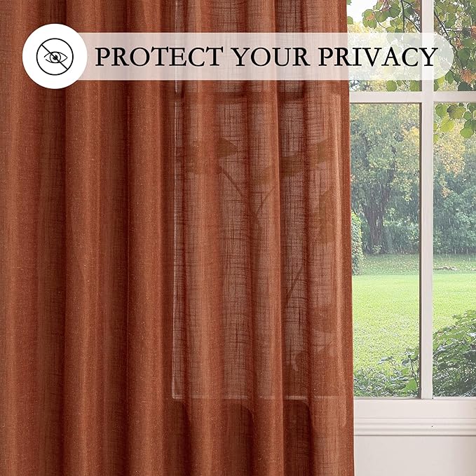 MYSKY HOME Terracotta Curtains for Bedroom Living Room 84 Inches Long Light - Image 5