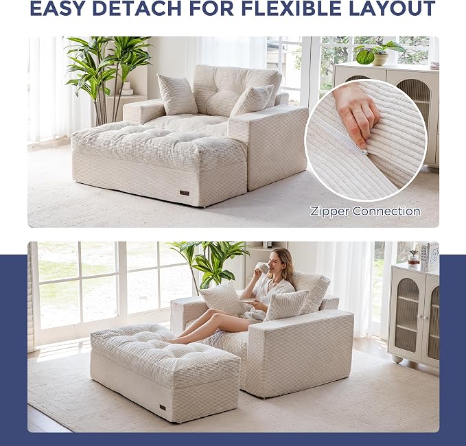 MAXYOYO Sectional Sofa Couch and Chaise Lounge, L Shaped Modern Cloud Couch - Image 4