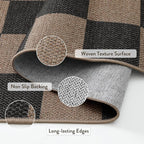 Lahome Checkered Easy Jute Kitchen Runner Rug, 2x8 Outdoor Rugs Washable | - Image 4