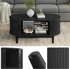 LINSY HOME Round Coffee Table, 31.5" Drum Coffee Table - Image 4
