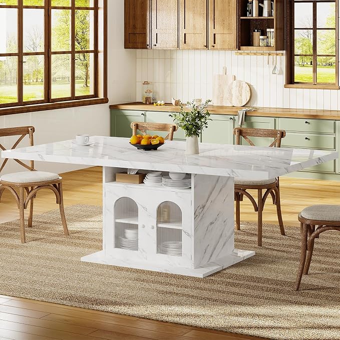 HSH Dining Table for 4–6, Wood Rectangle Dinner Table - Image 8