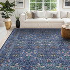 Boho 8x12 Washable Dark Blue Rug by HazoHaus