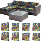 CALBODE 8Pcs Stretch Patio Cushion Cover, Boho Floral Couch & Sofa Slipcovers by CALBODE