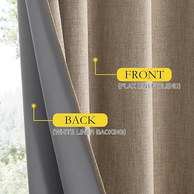 NICETOWN Burlap Vintage Open Linen Weave Flax Thermal Curtains, 100% Blackout - Image 6