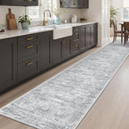 Soalmost Runner Rug 2x12 Washable Non-Slip Hallway Kitchen Runners Grey | Stain - Image 4