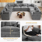 147'' Oversized U Shaped Cloud Sectional Sofa, Chenille Deep Seat Couches - Image 3