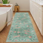 DUKINO 2.6x8 Rug for Hallway, Washable Kitchen Runner Rug Non Slip, Teal | Low - Image 3