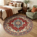 RELEANY Washable Area Rug, Round 5ft, Water Repellent, Pet Friendly, Vintage - Image 2
