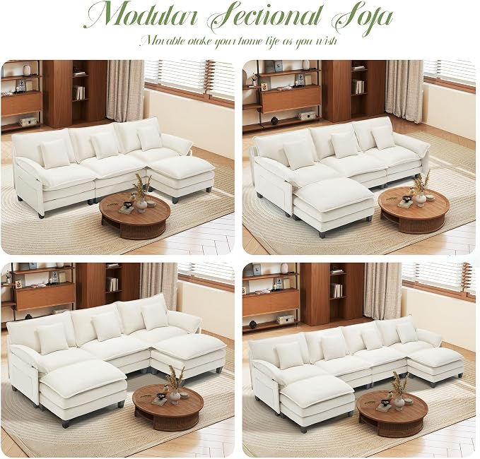 140" Cloud Couch, Modular Sectional Sofa - Image 7