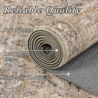 Schweek 6x9 Area Rug Khaki Washable Vintage Distressed Living Room Rugs | Non - Image 5