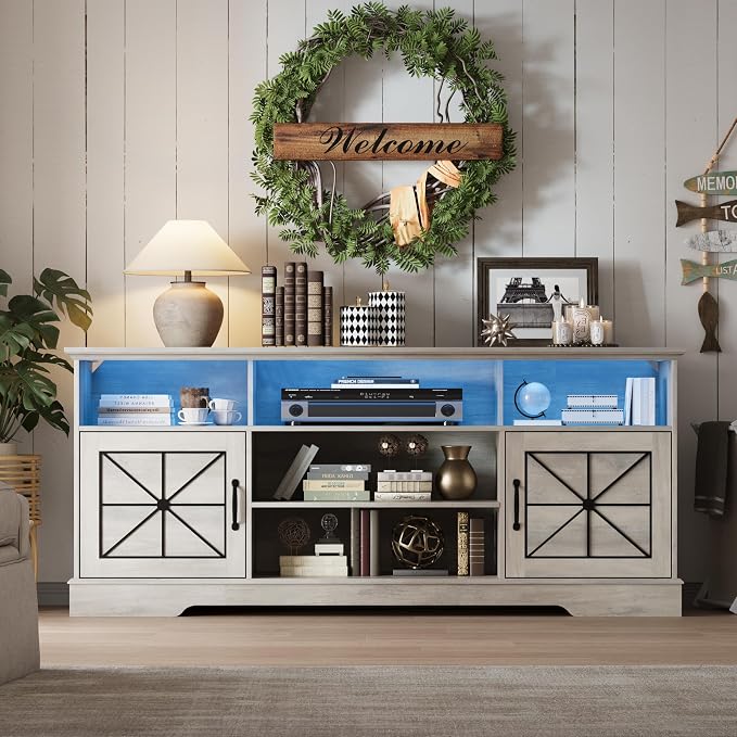 Xixini Farmhouse TV Stand for 65/60/55 Inch Tvs, Rustic Entertainment Center - Image 6