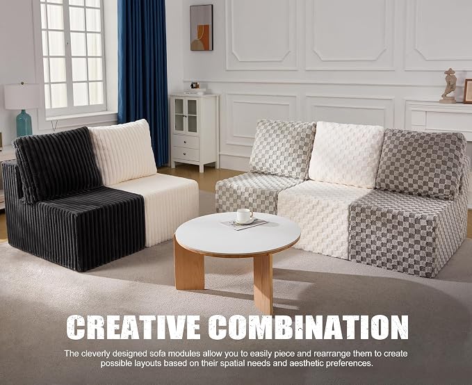 Single Sofa 1 Seat Couch with Deep Seat Memory Foam Cloud Chair with Pillows - Image 7