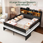 LARMACE Queen Bed Frame with 6 Storage Drawers, Bed Frame Queen Size with Linen - Image 3