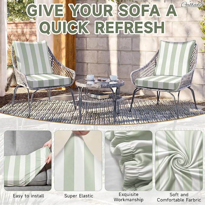CALBODE 14 Pcs Outdoor Seat Cushion Covers - Image 4