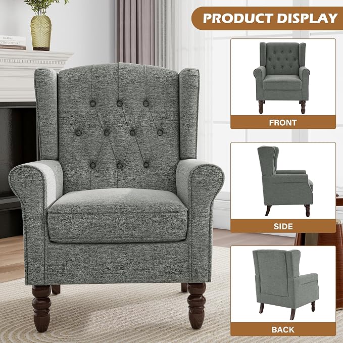 Mid-Century Modern Wingback Accent Chair - Image 3