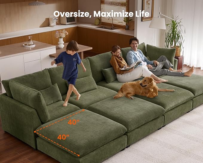 CHIC HOUSE Module for Modular Oversized Couch, Corduroy Customizable Chaise - Image 3
