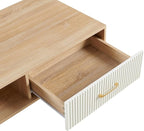 Coffee Table with Storage, Mid Century Boho Wood Center Table with Open Storage - Image 7