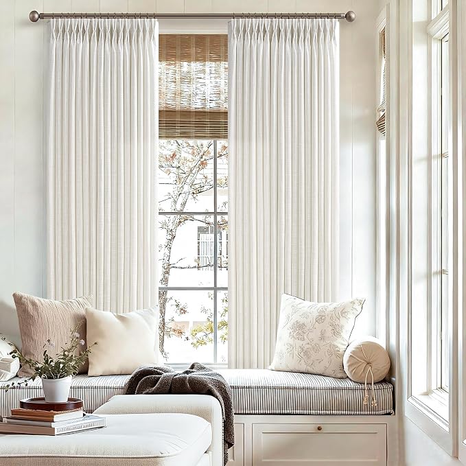 Cream Natural Linen Pinch Pleat Curtains 78 Inches Long 2 Panels | 78 Inch - Image 6