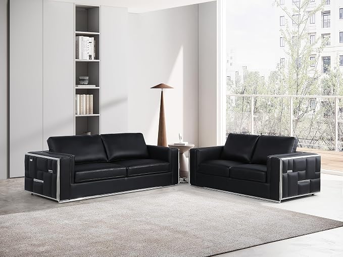 Blackjack Furniture Catania Modern Top Grain Italian Leather Sofa Set - Image 10